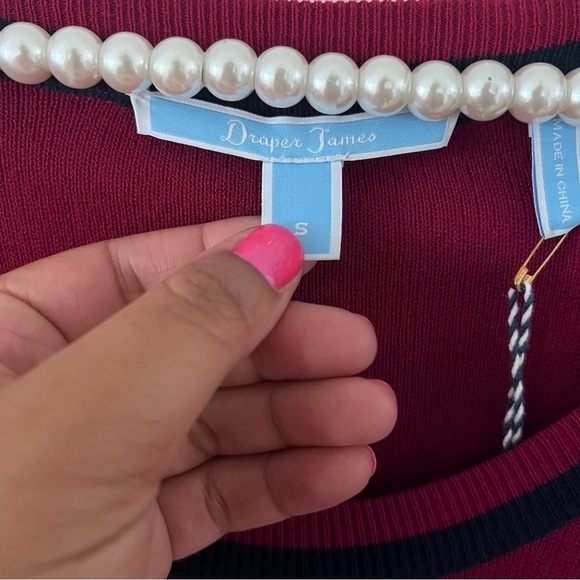 NWT Draper James Stripe Bell Sleeve Sweater Dress Deep Dark Berry | Size Small | - Picture 7 of 11